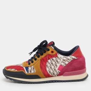 CH Carolina Herrera Multicolor Leather and Satin Low Top Sneakers Size 38