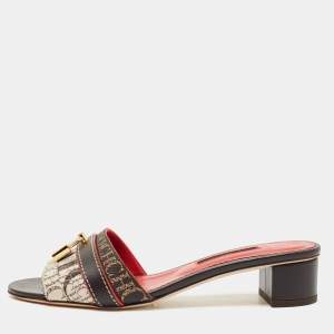 CH Carolina Herrera Multicolor Monogram Canvas Matryoshka Locked Slide Sandals Size 37