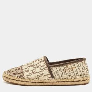 مملوكة مسبقًا CH Carolina Herrera Size 38 Multicolor Monogram Canvas and Leather Espadrille Loafers