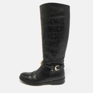 Pre Owned CH Carolina Herrera Riding Size 38 Black Leather Knee Length Boots