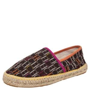 Pre Owned CH Carolina Herrera Brown Monogram Canvas Espadrille Flats Size 41