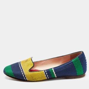 Pre Owned CH Carolina Herrera Multicolor Tweed Ballet Flats Size 37