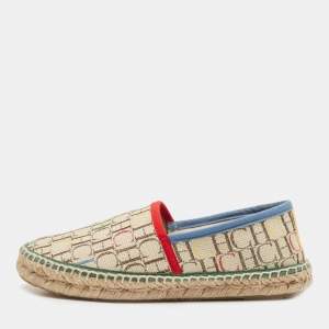 Pre Owned CH Carolina Herrera Multicolor Monogram Canvas Espadrille Flats Size 36