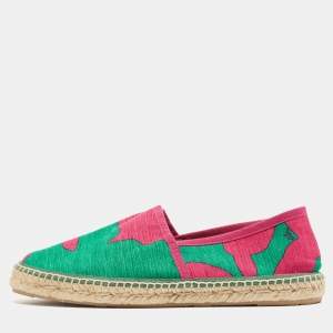 Pre Owned CH Carolina Herrera Green Canvas  Espadrille Flats Size 39