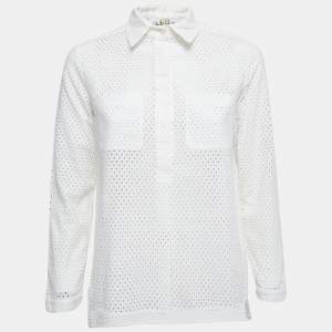 CH CH White Shirt White Cotton Button Front Shirt Blouse S