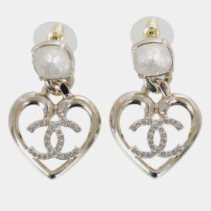Chanel Crystal CC Heart Dangling Earring