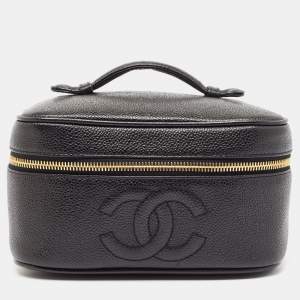 Chanel Black Caviar Leather CC Timeless Vanity Case