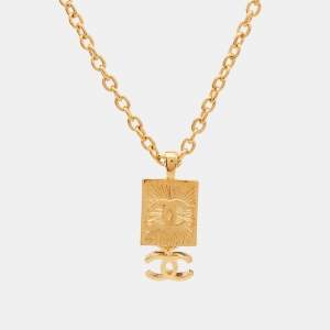 Pre Owned Chanel CC Lion Gold Tone Necklace