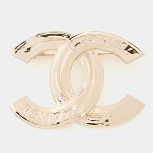 Pre Owned Chanel CC Gold Tone Metal Brooch