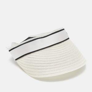 Chanel Ecru  Abaca Cotton Ribbon Visor M