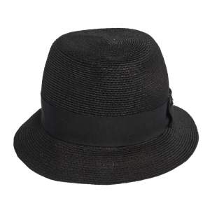 Pre Owned Chanel Black Logo Bow Detail Abaca Fedora Hat 