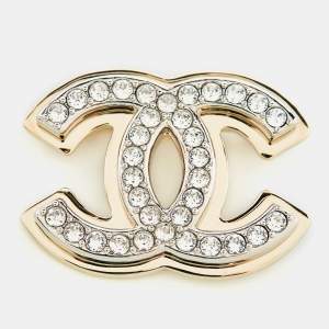 Chanel CC Crystal Two Tone Brooch
