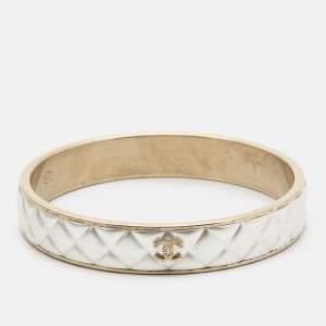 Pre Owned Chanel CC Composite Gold Tone Bangle Bracelet