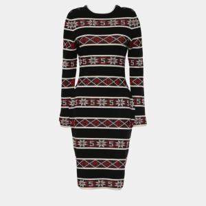 Chanel Multicolour Stripes Logo Knit Dress M