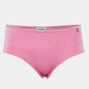 Chanel Pink Logo Detail Velvet Bikini Bottom M