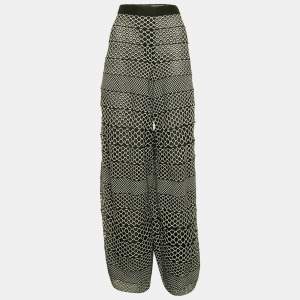 Chanel Black/White Guipure Lace Wide Leg Pants XL