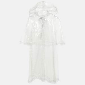 Pre Owned Chanel Transparent Synthetic Frilled Cape Raincoat S