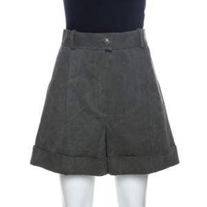 Pre Owned Chanel Dark Khaki Cotton Shorts M