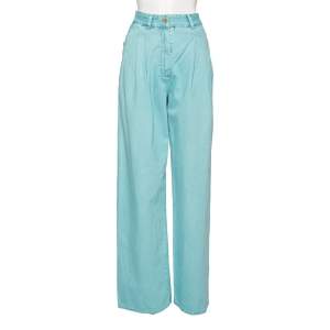 Chanel Light Blue Denim High Waisted Wide Leg Jeans S