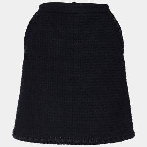 Chanel Black Fantasy Wool Tweed Chain Detail Mini Skirt M
