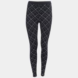 Chanel Black Neoprene Criss-Cross Sequined Leggings S
