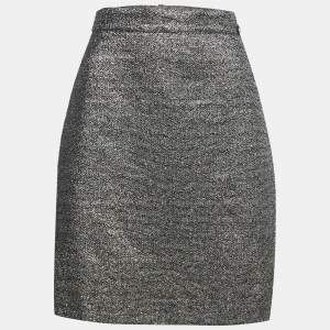 Chanel Gold Metallic Tweed A-Line Knee-Length Skirt L