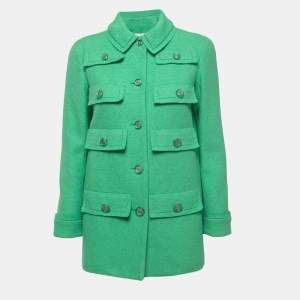 Chanel Green Tweed Buttoned Multi Pockets Icon Jacket M