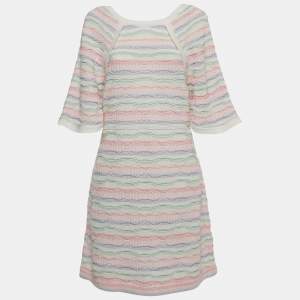 Chanel Multicolor Striped Knit Midi Dress M