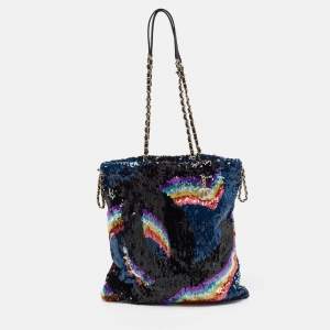 Chanel Multicolor Sequins CC Drawstring Chain Tote