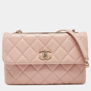 Pre Owned Chanel Pink Quilted Leather Medium Trendy CC Flap Bag