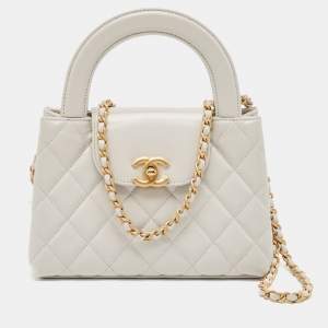 Chanel Light Grey Quilted Leather Mini Kelly Bag