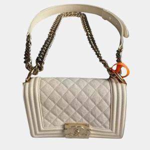 Chanel Beige Leather Small Boy Shoulder Bag