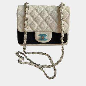 Chanel white Caviar Leather Mini Flap Bag