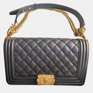 Chanel Black Leather Medium Boy Bag