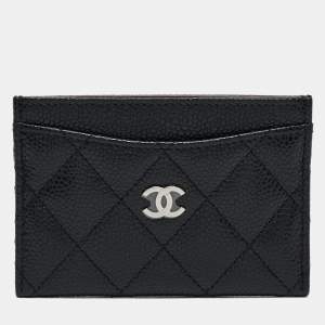 Chanel Black Quilted Caviar Leather CC Card Holder