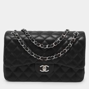 Chanel Black Quilted Leather Jumbo Classic Double Flap Bag