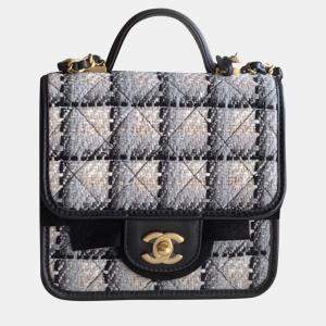 Chanel Leather and Tweed School Memory Flap Top Handle Bag