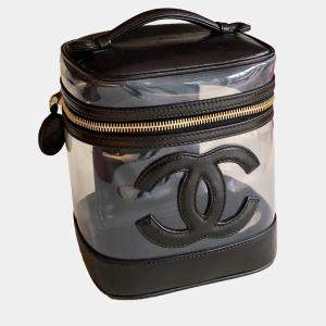 Chanel Black CC PVC and Calfskin Vanity Case