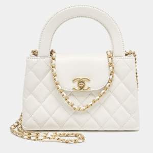 Chanel White Quilted Leather Mini Kelly Bag