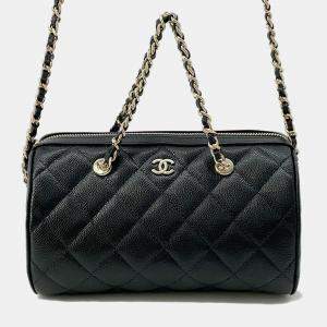 Chanel Black Caviar Leather Timeless Classic Line Shoulder Bag 