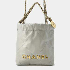 Chanel Gray Shiny Calf Leather Mini 22 Bag