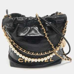 Chanel Black Quilted Leather Mini 22 Chain Bag