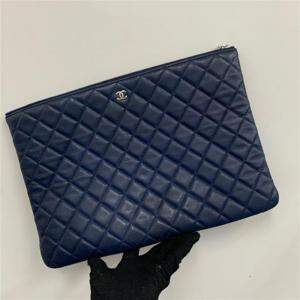 Chanel Navy Blue Lambskin CC Clutch