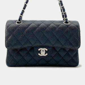 مملوكة مسبقًا Chanel Matelasse W Flap Chain Shoulder Bag Black Caviar Leather Size 23