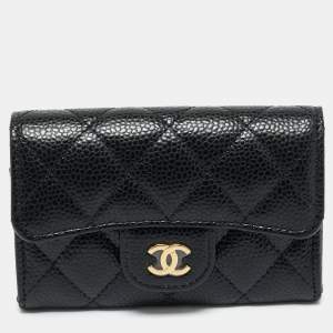 Chanel Black Quilted Caviar Leather Classic Flap Card Holder