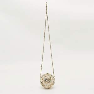 Chanel Gold Tone Metal and Crystal Sphere Minaudiere
