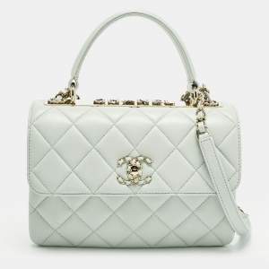 مملوكة مسبقًا Chanel Trendy CC Small Mint Green Quilted Leather Top Handle Bag