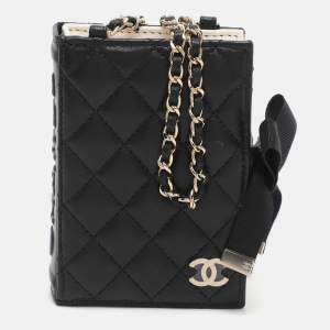 Pre Owned Chanel Paris-Le19m Black Quilted Leather Card Case