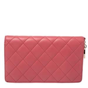 Chanel Pink Leather Porte Bonheur Bifold Wallet