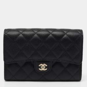Chanel Black Quilted Leather CC Flap Wallet